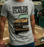 Drive The Classic Ford Capri Mk3 Colour Grille T-shirt in Heather Grey Colour