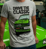 Drive The Classic Ford Capri Mk3 Colour Grille T-shirt in Heather Grey Colour