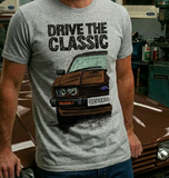 Drive The Classic Ford Capri Mk3 Colour Grille T-shirt in Heather Grey Colour