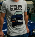 Drive The Classic Ford Capri Mk3 Colour Grille T-shirt in Heather Grey Colour