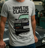 Drive The Classic Ford Capri Mk3 Colour Grille T-shirt in Heather Grey Colour