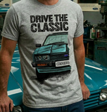 Drive The Classic Ford Capri Mk3 Colour Grille T-shirt in Heather Grey Colour