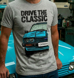 Drive The Classic Ford Capri Mk3 Colour Grille T-shirt in Heather Grey Colour