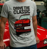 Drive The Classic Ford Capri Mk3 Colour Grille T-shirt in Heather Grey Colour