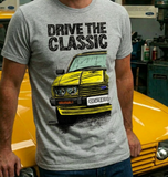 Drive The Classic Ford Capri Mk3 Colour Grille T-shirt in Heather Grey Colour