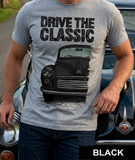 Drive The Classic Morris Minor. T-shirt in Heather Grey Colour