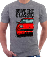 Drive The Classic Fiat Coupe Color Bumper Grille Version 1. T-shirt in Heather Grey Colour