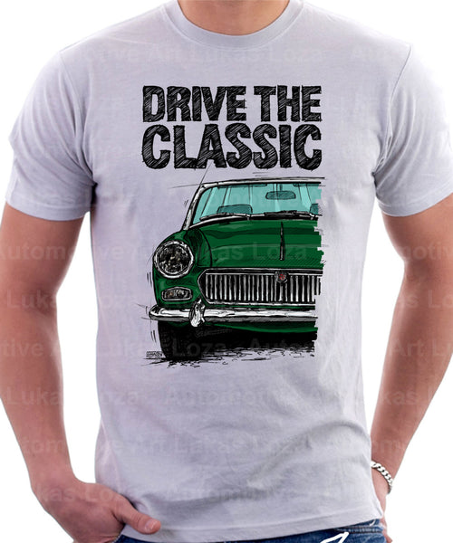 Drive The Classic MG Midget Early Models. T-shirt in White Colour
