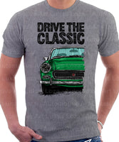 Drive The Classic MG Midget Facelift Model. T-shirt in Heather Grey Colour