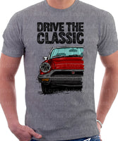 Drive The Classic MG Midget Rubber Bumper. T-shirt in Heather Grey Colour