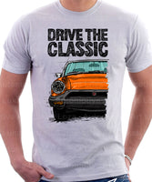 Drive The Classic MG Midget Rubber Bumper. T-shirt in White Colour