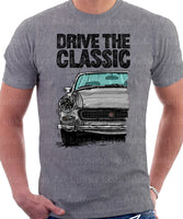 Drive The Classic Austin Healey Sprite  Mk 4 Facelift Model. T-shirt in Heather Grey Colour