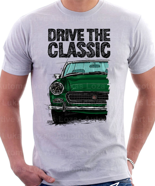 Drive The Classic Austin Healey Sprite  Mk 4 Facelift Model. T-shirt in White Colour