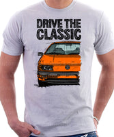 Drive The Classic Volkswagen Passat B3 Color Bumper Halogen. T-shirt in White Colour
