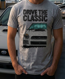 Drive The Classic Subaru Impreza Bugeye WRX. T-shirt in Heather Grey Colour