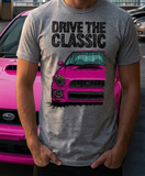 Drive The Classic Subaru Impreza Bugeye WRX. T-shirt in Heather Grey Colour