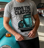Drive The Classic VW Type 1 Beetle 70's Model . T-shirt in Heather Grey Colour