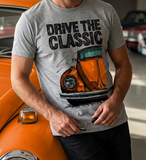 Drive The Classic VW Type 1 Beetle 70's Model . T-shirt in Heather Grey Colour