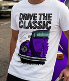 Drive The Classic VW Type 1 Beetle 70's Model . T-shirt in White Colour