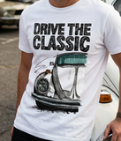 Drive The Classic VW Type 1 Beetle 70's Model . T-shirt in White Colour