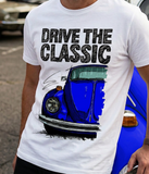 Drive The Classic VW Type 1 Beetle 70's Model . T-shirt in White Colour
