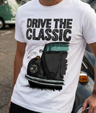 Drive The Classic VW Type 1 Beetle 70's Model . T-shirt in White Colour