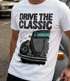 Drive The Classic VW Type 1 Beetle 70's Model . T-shirt in White Colour