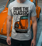 Drive The Classic VW Type 1 Beetle Latest Model . T-shirt in Heather Grey Colour