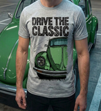 Drive The Classic VW Type 1 Beetle Latest Model . T-shirt in Heather Grey Colour