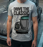 Drive The Classic VW Type 1 Beetle Latest Model . T-shirt in Heather Grey Colour