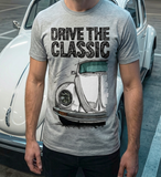 Drive The Classic VW Type 1 Beetle Latest Model . T-shirt in Heather Grey Colour