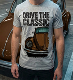 Drive The Classic VW Type 1 Beetle Latest Model . T-shirt in Heather Grey Colour