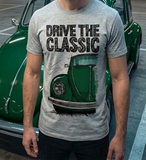 Drive The Classic VW Type 1 Beetle Latest Model . T-shirt in Heather Grey Colour