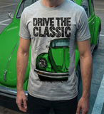 Drive The Classic VW Type 1 Beetle Latest Model . T-shirt in Heather Grey Colour