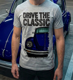 Drive The Classic VW Type 1 Beetle Latest Model . T-shirt in Heather Grey Colour