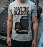 Drive The Classic VW Type 1 Beetle Latest Model . T-shirt in Heather Grey Colour