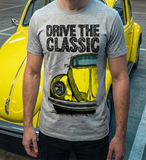Drive The Classic VW Type 1 Beetle Latest Model . T-shirt in Heather Grey Colour