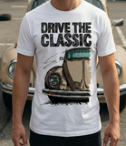 Drive The Classic VW Type 1 Beetle Latest Model . T-shirt in White Colour