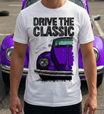 Drive The Classic VW Type 1 Beetle Latest Model . T-shirt in White Colour