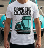 Drive The Classic VW Type 1 Beetle Latest Model . T-shirt in White Colour