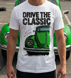 Drive The Classic VW Type 1 Beetle Latest Model . T-shirt in White Colour
