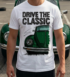 Drive The Classic VW Type 1 Beetle Latest Model . T-shirt in White Colour