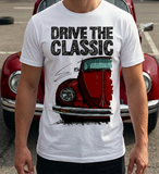 Drive The Classic VW Type 1 Beetle Latest Model . T-shirt in White Colour