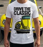 Drive The Classic VW Type 1 Beetle Latest Model . T-shirt in White Colour