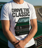 Drive The Classic VW Golf Mk2 GTI Late Model. T-shirt in White Colour
