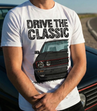 Drive The Classic VW Golf Mk2 GTI Late Model. T-shirt in White Colour