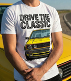 Drive The Classic VW Golf Mk2 GTI Late Model. T-shirt in White Colour