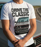 Drive The Classic VW Golf Mk2 GTI Late Model. T-shirt in White Colour