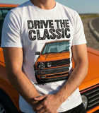 Drive The Classic VW Golf Mk2 GTI Late Model. T-shirt in White Colour