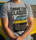 Drive The Classic VW Golf Mk2 GTI Late Model. T-shirt in Heather Grey Colour